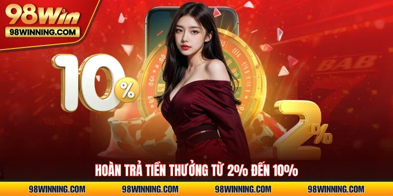 Hoàn trả tiền thưởng từ 2% đến 10%